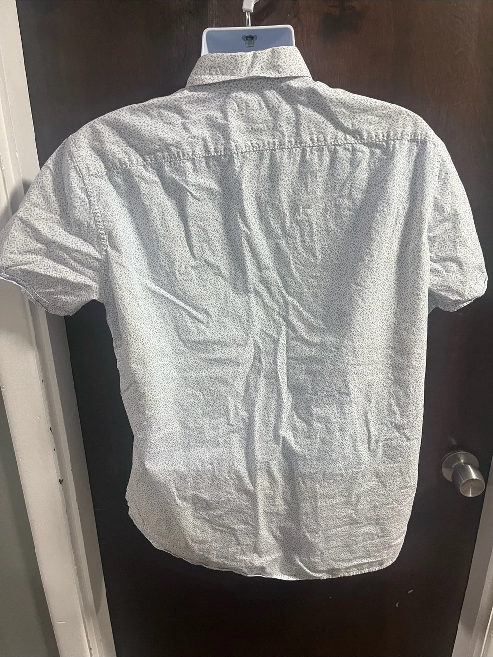 Banana Republic Men's Size L White  Geometric Camden Fit Button Up Short Sleeve
